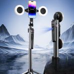 Coverzone AI Takipli Selfie Çubuğu ve Tripod - 1.8m Uzunluk, 360° Döner Telefon Klibi, Çok Fonksiyonlu Uzaktan Kumanda, Akıllı Takip, Metal Ayaklar, Portatif Tasarım | C12