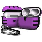 Coverzone Airpod Pro ile uyumlu Sert Silikon Kılıf Kancalı Estetik Yapılı Hard Plastic with TPU AirPods Pro Uyumlu Kılıf – Darbeye Dayanıklı Sert Kapak (Mor)