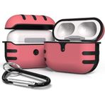 Coverzone Airpod Pro ile uyumlu Sert Silikon Kılıf Kancalı Estetik Yapılı Hard Plastic with TPU AirPods Pro Uyumlu Kılıf – Darbeye Dayanıklı Sert Kapak (Pembe)