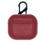 Coverzone Airpods 1 İle Uyumlu Brayn Style Kulaklık Koruyucu Çengelli Suni Deri Kılıf Kırmızı