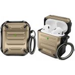 Coverzone Airpods 2 Için Kulaklık Koruyucu Çengelli Greenwood Armor Silikon Kılıf Gold