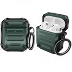 Coverzone Airpods 2 İle Uyumlu Kulaklık Koruyucu Çengelli Greenwood Armor Silikon Kılıf Koyu Yeşil