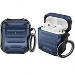 Coverzone Airpods 2 İle Uyumlu Kulaklık Koruyucu Çengelli Greenwood Armor Silikon Kılıf Lacivert