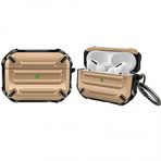 Coverzone Airpods 3 İle Uyumlu Kulaklık Koruyucu Çengelli Greenwood Armor Silikon Kılıf Gold