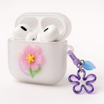 Coverzone AirPods ile uyumlu 3.Nesil True Wireless Earbuds Sert Kulaklık Kılıfı Yumuşak Soft Dokunuş Karakter Görünümlü Cartoon Kılıf (Clear Flower, AirPods 3. nesil)