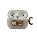 Coverzone Airpods Pro 2 ile uyumlu Kulaklık Kılıf Darbeye Dayanıklı Krem Rengi Çicek ve Ayıcık Tasarımlı Sert Koruyucu Toz ve Kirden Koruyan Apple Airpods Pro 2 ile uyumlu Kılıf (Kahve AYICIK)