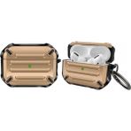 Coverzone Airpods Pro Için Kulaklık Koruyucu Çengelli Greenwood Armor Silikon Kılıf Gold