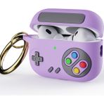 Coverzone Airpods Pro ile uyumlu Kulaklık Kılıfı Yumuşak Soft Dokunuş Retro Görünümlü Nint-endo Lila