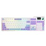 Coverzone AJAZZ AK35I V4 Kablosuz Mekanik Klavye, Akıllı Ekran, RGB Aydınlatma, 3 Bağlantı Modu, Programlanabilir Yazılım, Hot-Swappable Tuşlar, 10000mAh (Ak35i V4 - Mor Beyaz)