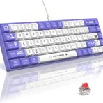 Coverzone AJAZZ AK680 65% Kablolu Hotswap Mekanik Oyun Klavyesi,68 Tuşlu Taşınabilir Anti-Ghosting Klavye,Gökkuşağı Arkadan Aydınlatmalı Programlanabilir,EVA Sandviç,Ergonomik Mor Beyaz/Red Switch