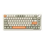 Coverzone Ajazz Ak820 Max 8000mAh Batarya, Dinamik RGB, Hot-Swap 3 Modlu Mekanik Klavye Oyun Klavyesi, Bluetooth / 2.4g Kablosuz/Type-C Kablolu (AK820 Max - Cream Orange - Flying Fish Switch)