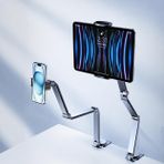 Coverzone Alüminyum Tablet Standı, 360° Dönebilen Masa Kelepçeli Telefon ve Tablet Tutucu, Çok Eksenli Ayarlanabilir Katlanabilir Metal Gövde, 4.7-12.9 İnç Cihaz Uyumlu | Jopree X62