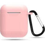 Coverzone Apple Airpods Kılıf Kancalı Silikon Toz Pembe