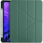 Coverzone Apple Ipad 10.2 (8.nesil) Tofu Folding Kalem Tutacaklı Standlı Kılıf Koyu Yeşil