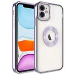 Coverzone Apple iPhone 12 ile uyumlu Kılıf Kamera Korumalı Logo Gösteren Parlak renk kenar çizgileri ile şık bir tasarım Colored Z-Omega Kapak Lila