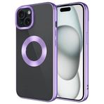 Coverzone Apple iPhone 15 Plus ile uyumlu Kılıf Kamera Korumalı Logo Gösteren Parlak renk kenar çizgileri ile şık bir tasarım Colored Z-Omega Kapak Lila
