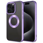 Coverzone Apple iPhone 15 Pro ile uyumlu Kılıf Kamera Korumalı Logo Gösteren Parlak renk kenar çizgileri ile şık bir tasarım Colored Z-Omega Kapak Lila