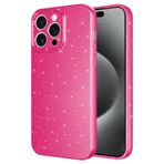 Coverzone Apple iPhone 15 Pro Max ile uyumlu Z-Jelly Kılıf Kamera Korumalı Simli Işılıtılı Renkli Parlak Silikon Kapak-Koyu pembe