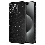 Coverzone Apple iPhone 15 Pro Max ile uyumlu Z-Jelly Kılıf Kamera Korumalı Simli Işılıtılı Renkli Parlak Silikon Kapak-Siyah