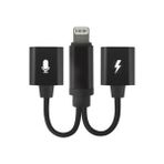 CoverZone Apple iPhone Lightning to Lightning Şarj Kulaklık Çoklayacı Konuşma Destekli Siyah