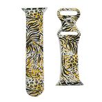 Coverzone Apple Watch 3 Ile Uyumlu Renkli Tiger Desenli 42-44mm Alvarez Spor Apple Watch ile uyumlu Suya ve Kire Karşı dayanıklı Desenli Kayış Kordon, Tiger