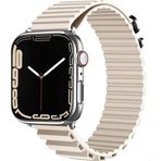 CoverZone Apple Watch 4 Uyumlu 42-44 mm Parçalı Çizgili Tasarım Denouement Kayış Krem Kordon
