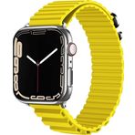CoverZone Apple Watch 4 Uyumlu 42-44 mm Parçalı Çizgili Tasarım Denouement Kayış Sarı Kordon