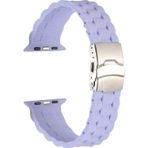 CoverZone Apple Watch 5 38-40 mm Uyumlu Metal Toka Delikli Panoply Silikon Lila Kordon