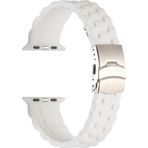 CoverZone Apple Watch 5 42-44 mm Uyumlu Metal Toka Delikli Panoply Silikon Beyaz Kordon