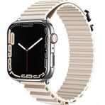 CoverZone Apple Watch 5 42-44 mm Uyumlu Parçalı Çizgili Denouement Krem Kordon