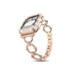 CoverZone Apple Watch 6 42 mm Dias Metal Halkalı Tasarım Rose Gold Kordon