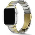 CoverZone Apple Watch 7 45 mm Uyumlu Z Type Model Metal Gümüş Gold Kordon