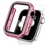 Coverzone Apple Watch İle Uyumlu 1 2 3 İle Uyumlu 38 Mm Özel Üretim Işıltılı Lüks Şık Darbe Emici Zarif Elmas Taşlı Kasa Ve Ekran Koruyucu Kılıf İnci Pembe