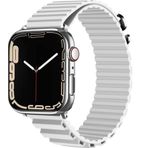 CoverZone Apple Watch Ultra Uyumlu 49 mm Parçalı Çizgili Tasarım Denouement Kayış Beyaz Kordon