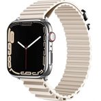 CoverZone Apple Watch Ultra Uyumlu 49 mm Parçalı Çizgili Tasarım Denouement Kayış Krem Kordon