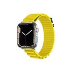 CoverZone Apple Watch Ultra Uyumlu 49 mm Parçalı Çizgili Tasarım Denouement Kayış Sarı Kordon