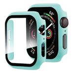 Coverzone Apple Watch uyumlu 360 Derece Koruma Watch Seri 1 2 3 4 5 6 7 8 SE Ultra 38mm 40mm 42mm 44mm Kasa ve Ekran Koruyucu (38mm Turkuaz)