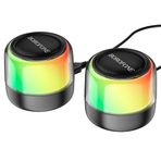 Coverzone Borofone Çiftli RGB Işıklı Kablolu veya Kablosuz Stereo Speaker Bluetooth Hoparlör Taşınabilir Hoparlör Ofis ve Ev TV ve Bilgisayar için Kablosuz Hoparlör BP12