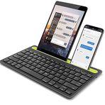 Coverzone C380 Çift Bluetooth Bağlantılı Taşınabilir İnce Tasarım IPad İle Uyumlu Telefon Tutuculu Tablet Tutuculu Çoklu Bağlantılı Bluetooth Klavye (Siyah)