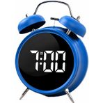 Coverzone Çift Çanlı Dijital Alarm Saati – 70dB Yüksek Sesli, LED Ekranlı, Sıcaklık ve Tarih Gösterimli, Sessiz Çalışma, Gece Işıklı, Sesle Kontrol, Retro & Modern Tasarım | HL-8891A (Mavi)