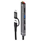 Coverzone Çoklayıcı Adaptör 5in1 iPhone ile Uyumlu Type-C/Lightning To USB A, SD Card TF Card Macbook Uyumlu Çevirici Adaptör Çok Portlu Çoklayıcı 5 in 1 USB HUB OTG-019E (Siyah)