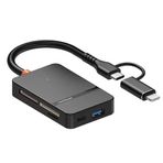 Coverzone Çoklayıcı Adaptör 8 in 1 Lightning/Type-c To USB A, SD TF MS/Macbook uyumlu Çevirici Adaptör Çok Portlu Çoklayıcı 8 in 1 USB HUB ADS-315 (ADS-315)