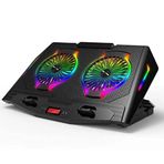 Coverzone Dizüstü Bilgisayar Notebook Soğutucu Laptop Stand RGB Renkli Oyuncu Laptoplarına Özel 2 Büyük Fanı İle Hızlı Soğutma 2 USB Girişli Fonksiyonel Çok Amaçlı Telefon Tutucu Özellikli N10