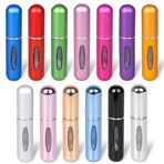 Coverzone Doldurulabilir Mini Parfüm Şişesi Cep Parfüm Sprey Şişesi Portatif Küçük Boy 8cm (Gold - Gri - Kırmızı - Mavi - Mor, 5 Adet)