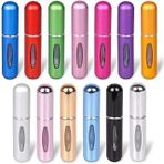 Coverzone Doldurulabilir Mini Parfüm Şişesi Cep Parfüm Sprey Şişesi Portatif Küçük Boy 8cm (Siyah, 5 Adet)