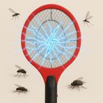 Coverzone Elektrikli Bas-Çek Düğmeli Taşınabilir Sinek Öldürücü Tenis Raketi 50cm x 20cm Şarjlı Dekoratif Yatak Odası, Çocuk Odası, Bebek Odası Sinek Kovucu Dahili Fişli SC-18 (Kırmızı)