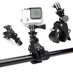 Coverzone Evrensel Alüminyum Alaşımlı Aksiyon Kamerası Montaj Kelepçesi, 360° Döner, Motosiklet ve Bisiklet – GoPro HERO 11/10/9/8/7/6/5, Insta360, AKASO, Dji Osmo Action, Pocket ile Uyumlu, Siyah