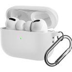 CoverZone For Airpods Pro 2 ile Uyumlu Kılıf Silikon Tam Koruma Kancalı Anahtarlık Comely Silikon Kılıf - Beyaz