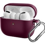 CoverZone For Airpods Pro 2 ile Uyumlu Kılıf Silikon Tam Koruma Kancalı Anahtarlık Comely Silikon Kılıf - Bordo