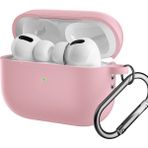 CoverZone For Airpods Pro 2 ile Uyumlu Kılıf Silikon Tam Koruma Kancalı Anahtarlık Comely Silikon Kılıf - Pembe